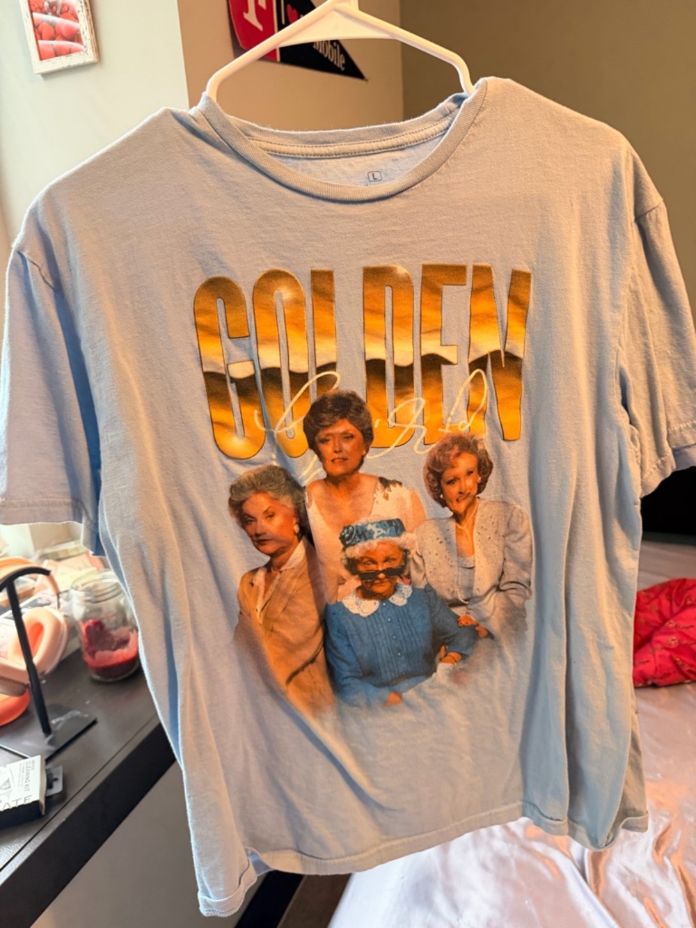 Ripple Junction Golden Girls Tee - Light Blue with Gold Print - Picture 2 of 2